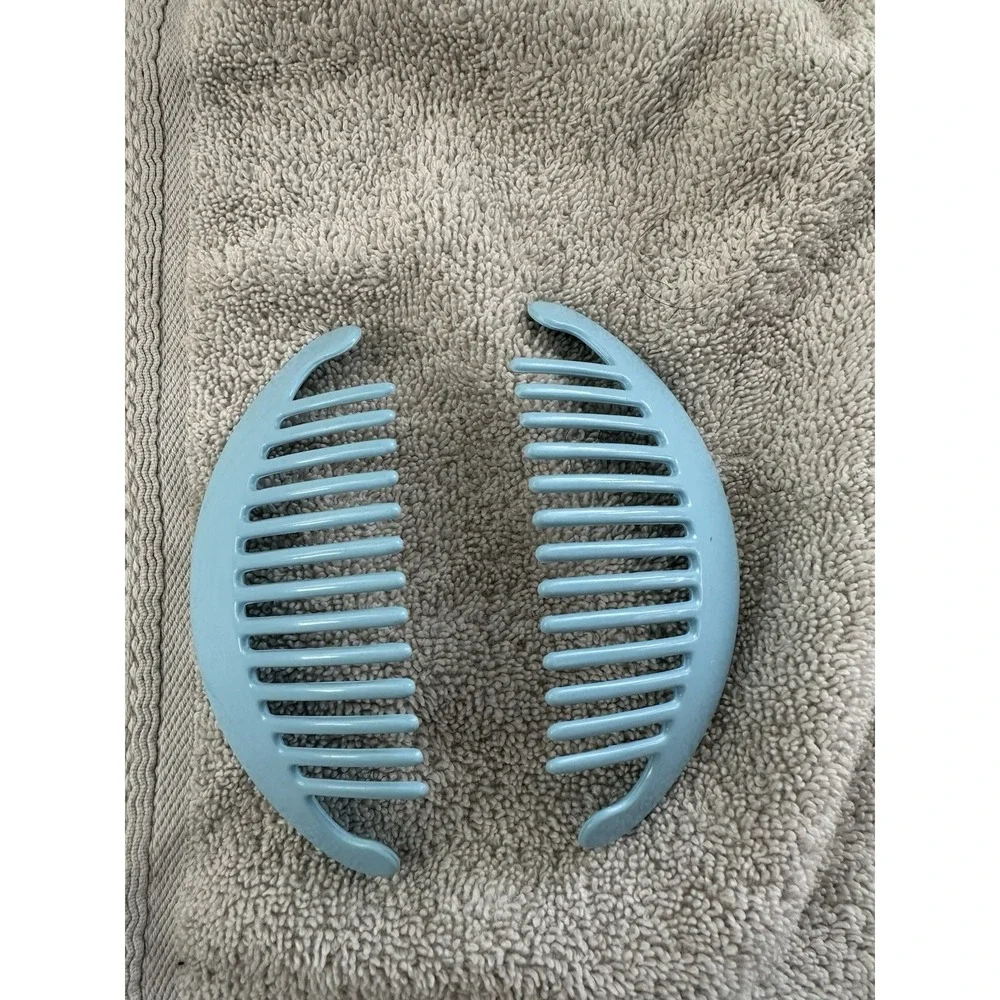 Vintage GOODY TZERS Hair Cincher Comb Banana Clip 4.5 inch 1980s Light Blue